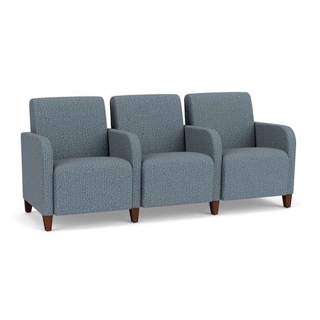 Lesro Siena Lounge Reception 3 Seat Tandem Seating, Walnut, RF Serene Upholstery SN3103